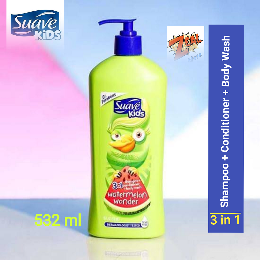 Suave Kids 3 in 1 Watermelon Wonder Shampoo + Conditioner + Body Wash 532ml