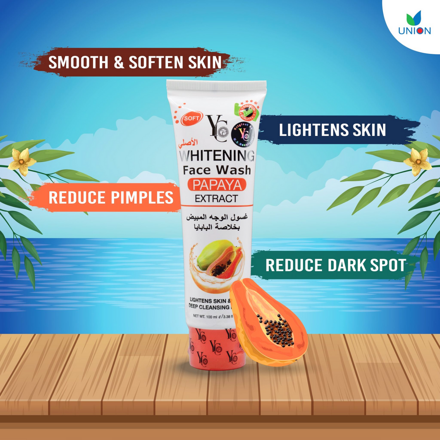 YC Whitening Papaya Extract Face Wash 100 ml Brightening, Deep Cleansing & Fresh Glow