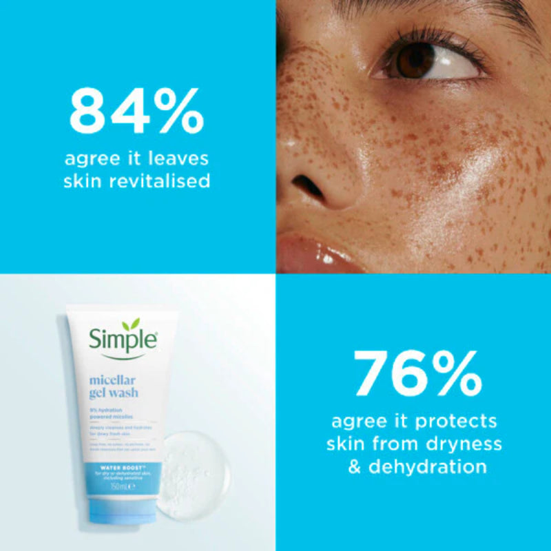Simple Water Boost Micellar Facial Gel Wash 150 ml Hydrating Cleanse & Refreshing Care