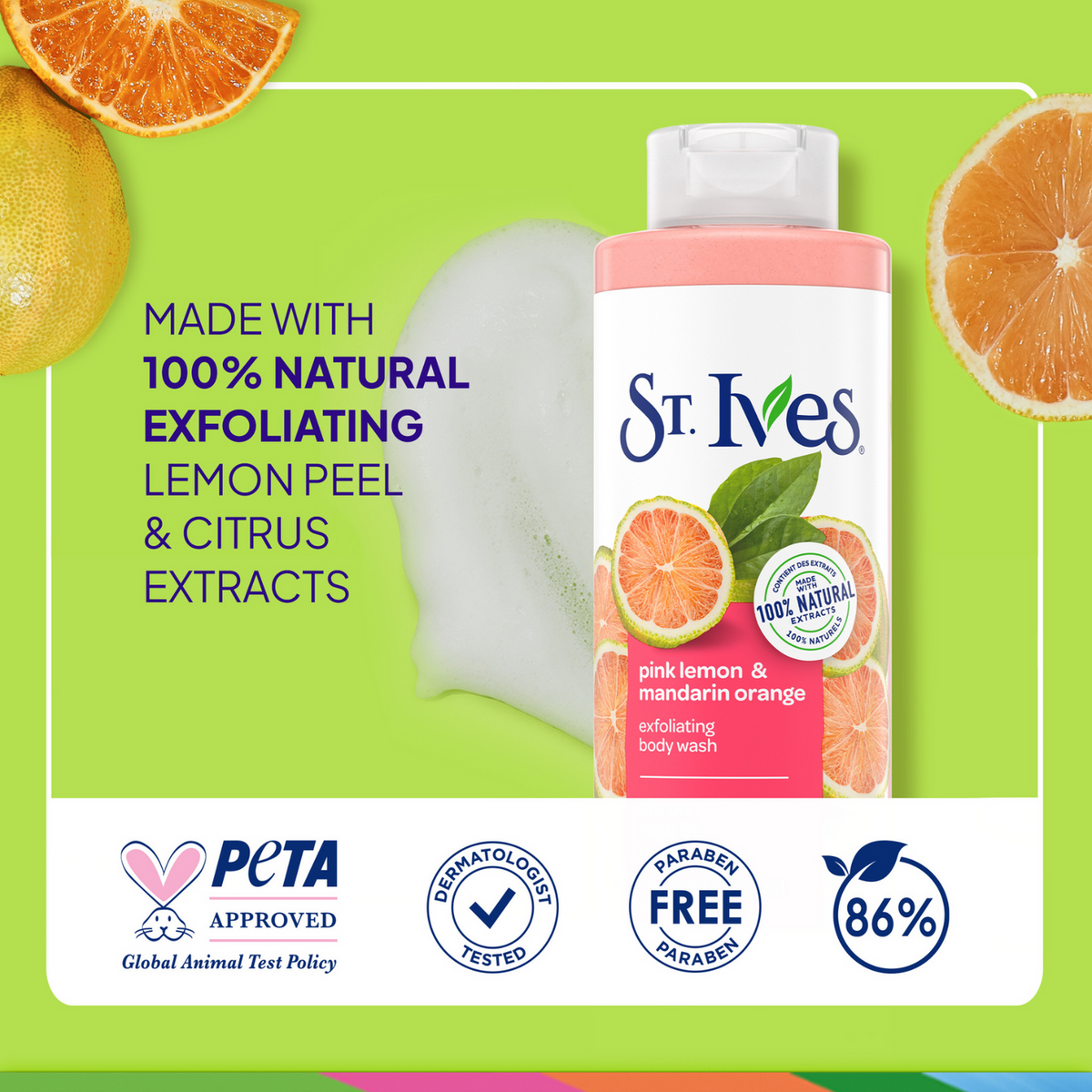 St Ives Exfoliating Body Wash Pink Lemon & Mandarin Orange 450ml