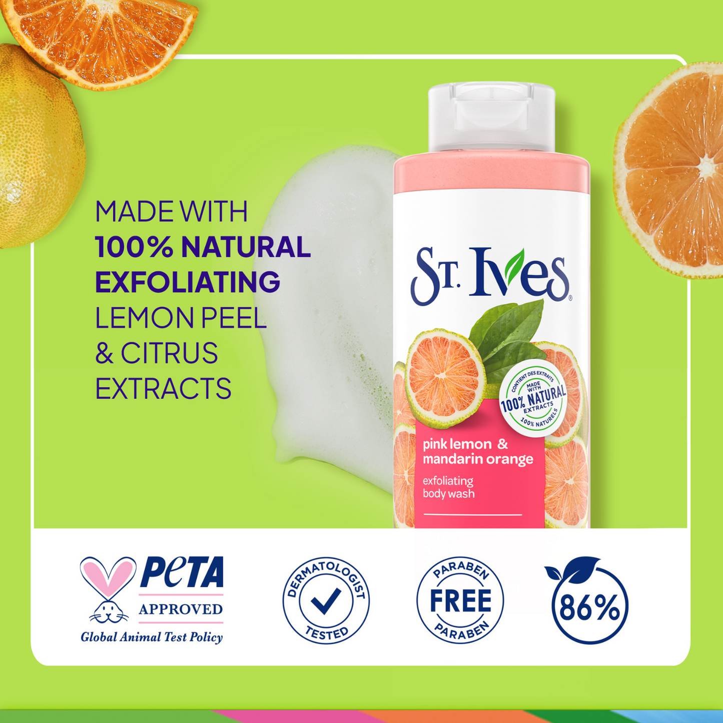 St Ives Exfoliating Body Wash Pink Lemon & Mandarin Orange 450ml