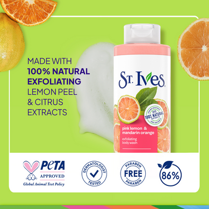 St Ives Exfoliating Body Wash Pink Lemon & Mandarin Orange 450ml