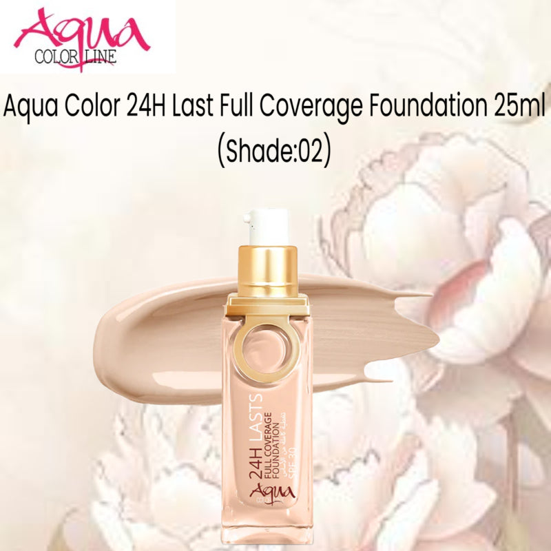 Aqua Color 24H Last Full Coverage Foundation 25ml (Shade:02)