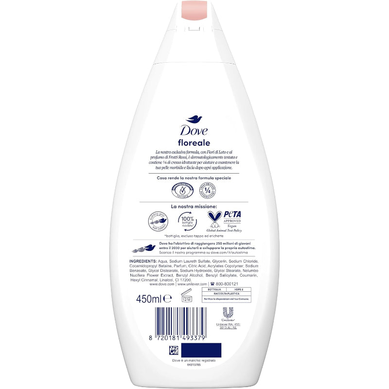 Dove Floreale Moisturizing Shower Gel 450ml – Floral Scented Gentle Hydrating Body Wash for Soft & Smooth Skin