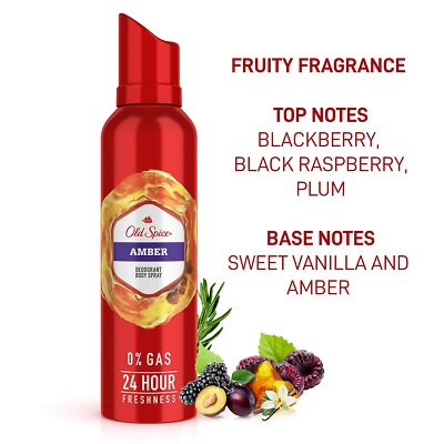Old Spice Amber 0% Gas Deodorant Body Spray 140ml for Men