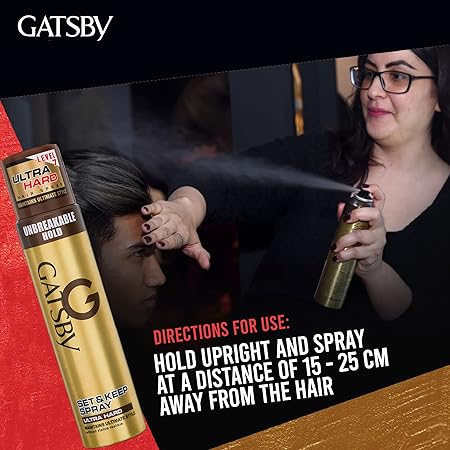 Gatsby Set & Keep Extreme Hold Hair Spray 250ml - Long Lasting Strong Hold Hairspray for Maximum Control, Frizz Free Finish &