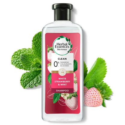 Herbal Essences Clean White Strawberry & Sweet Mint Shampoo 400ml – Refreshing Shampoo for Clean, Soft & Shiny Hair