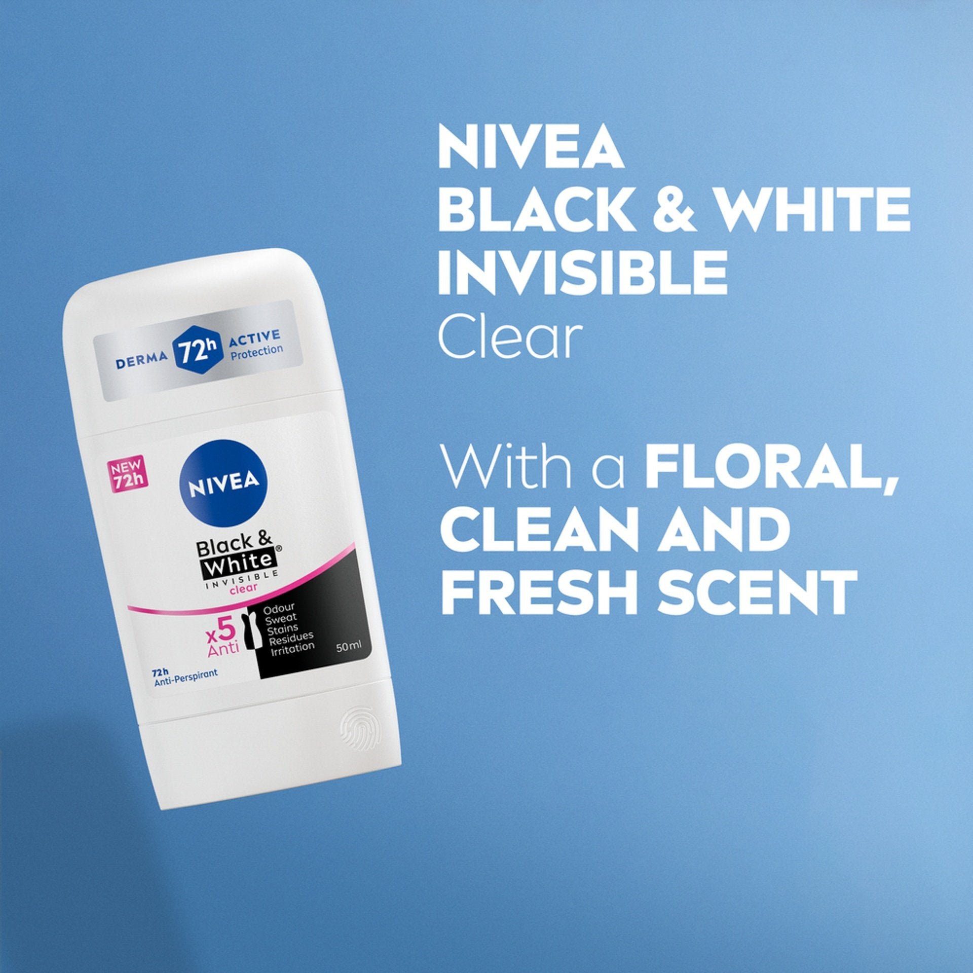 Nivea Black & White Invisible Clear Anti-Perspirant Stick 50ml