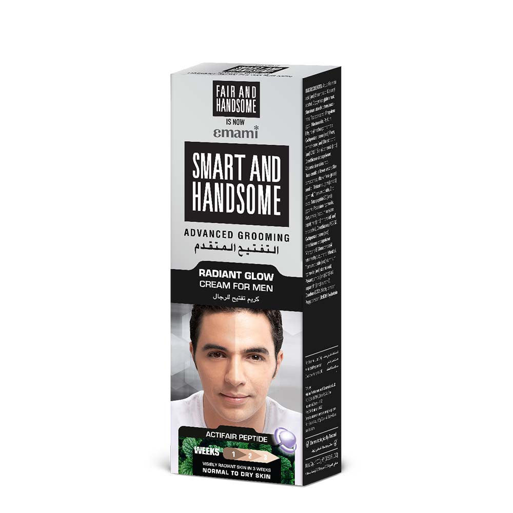 Emami Smart and Handsome Advanced Grooming Radiant Glow Cream 25g for Men - Instant Brightening Skin Cream for Even Tone, Fre