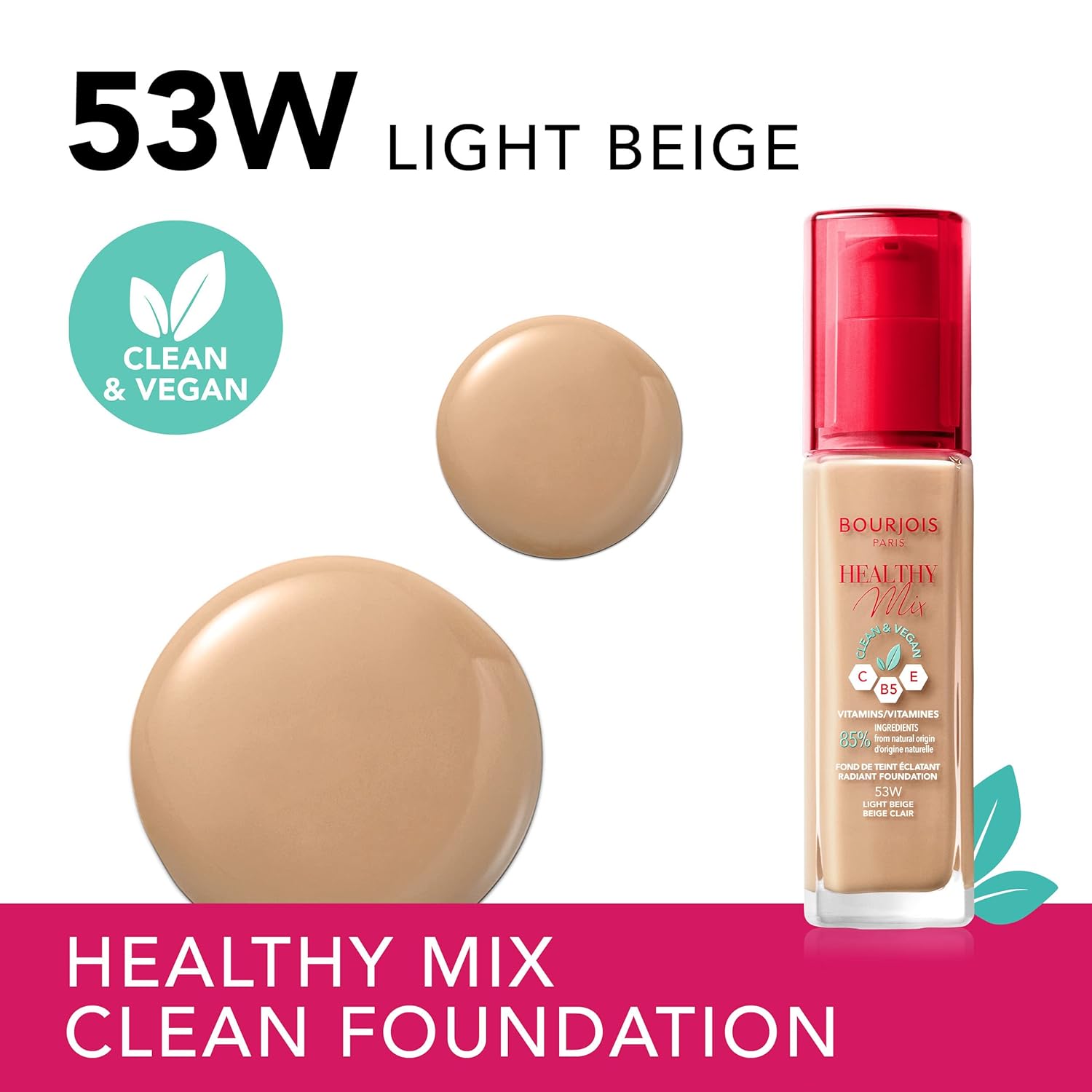Bourjois Healthy Mix Clean & Vegan Foundation 53W Light Beige