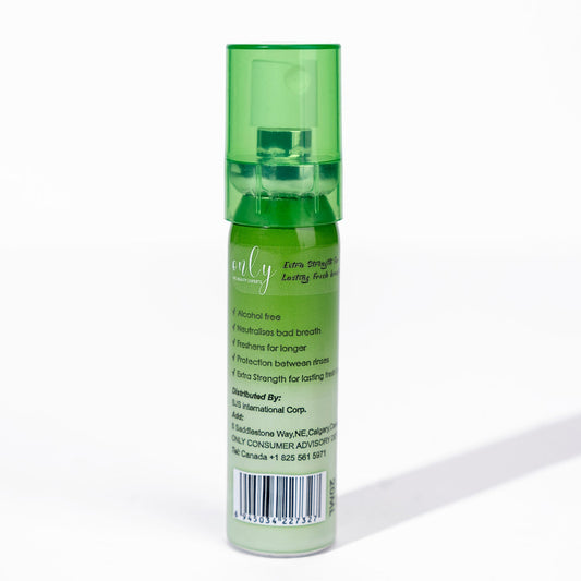 Only Peppermint Mouth Spray Green 20ml - Instant Fresh Breath Oral Care Spray for Long Lasting Mint Freshness, Odor Control &