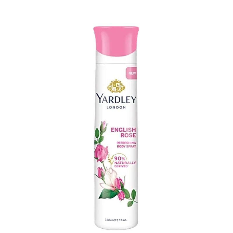 Yardley London English Rose Refreshing Body Spray for Women 150ml – Long Lasting Romantic Floral Rose Fragrance Mist with Sof