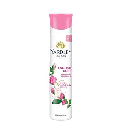 Yardley London English Rose Refreshing Body Spray for Women 150ml – Long Lasting Romantic Floral Rose Fragrance Mist with Sof