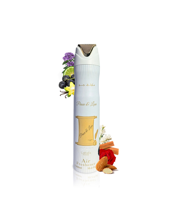 Lattafa Peace & Love Air Freshener 300ml – Long Lasting Luxury Floral Fruity Fragrance Room Spray for Home & Office
