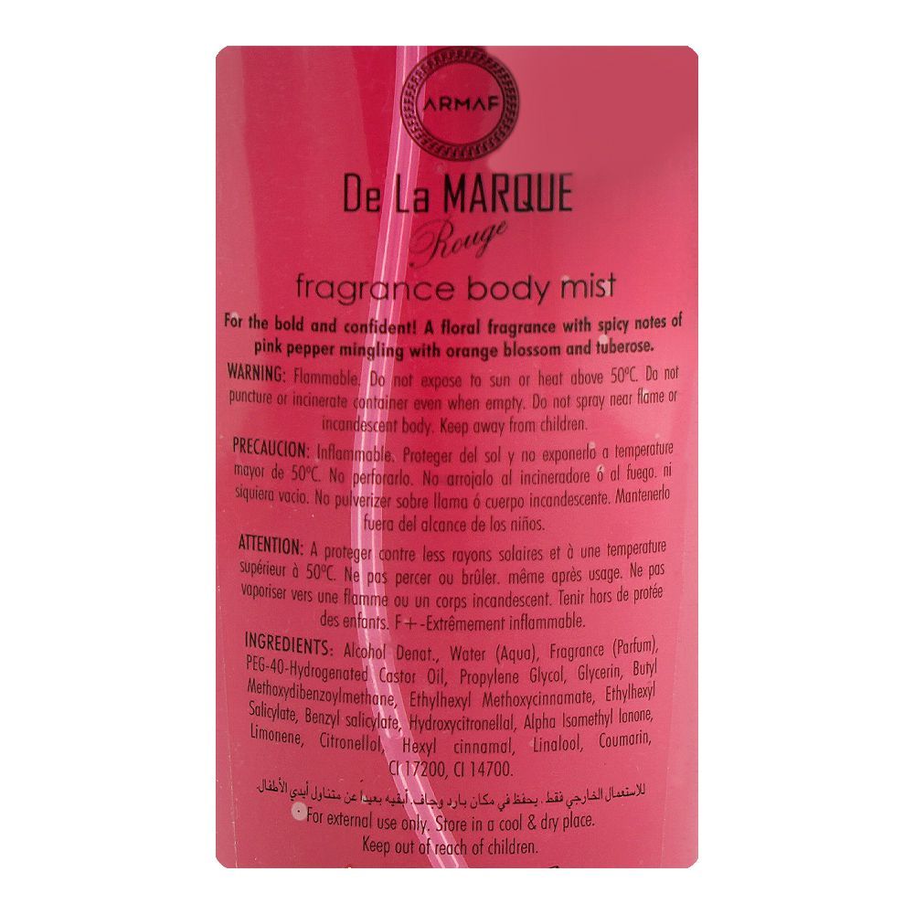 Armaf De La Marque Rouge for Women Fragrance Body Mist 250ml - Long Lasting Elegant & Sweet Feminine Scent