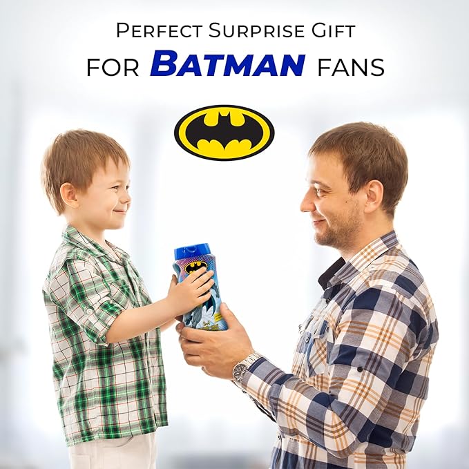 Lorenay Batman 2-in-1 Bubble Bath & Shampoo 475ml - Kids Gentle Hair & Body Wash for Soft Cleansing, Fun Bath Time & Long Las