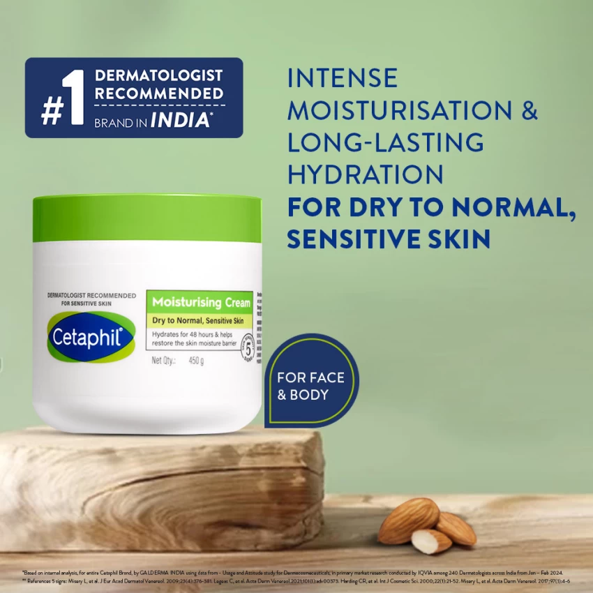 Cetaphil Moisturizing Cream 450g for Dry & Sensitive Skin | Deep Hydration Face & Body