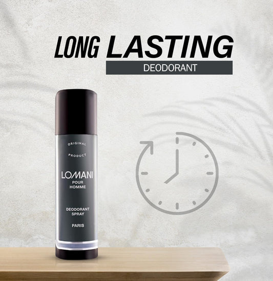 Lomani Pour Homme Paris Deodorant Spray 200ml - Long Lasting Fresh Woody Aromatic Masculine Fragrance Body Spray for Men Dail