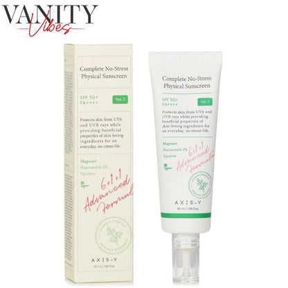 AXIS-Y Complete No Stress Physical Sunscreen 50 ml Broad-Spectrum SPF Protection & Gentle Care (K Beauty)