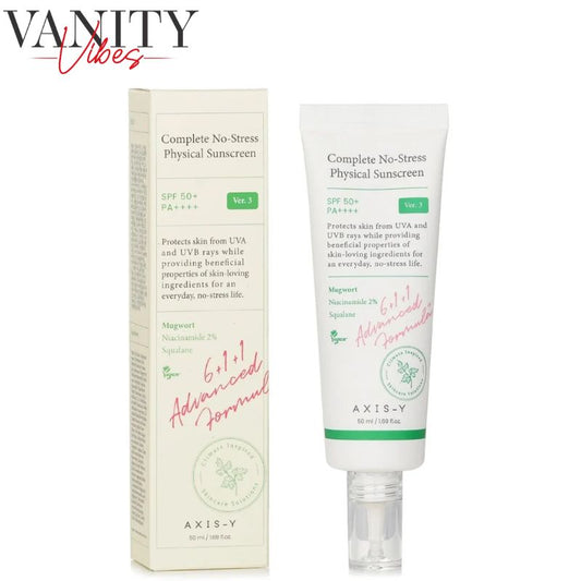 AXIS-Y Complete No Stress Physical Sunscreen 50 ml Broad-Spectrum SPF Protection & Gentle Care (K Beauty)