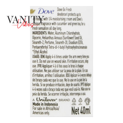 Dove Go Fresh Cucumber & Green Tea 48-Hour Anti-Perspirant Deodorant Roll On- for Women-40ml