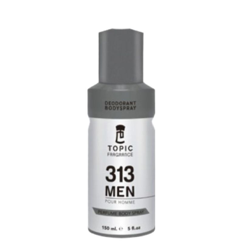 313 Men Pour Homme Topic Fragrance Perfume Body Spray 150ml – Long Lasting Masculine Body Mist for Men, Fresh & Bold Scent
