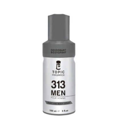 313 Men Pour Homme Topic Fragrance Perfume Body Spray 150ml – Long Lasting Masculine Body Mist for Men, Fresh & Bold Scent