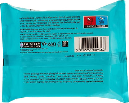 Beauty Formulas Clear Skin Deep Cleansing Facial Wipes 30'S