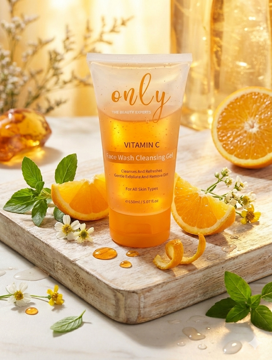 Only Vitamin C Cleansing Gel Face Wash 150ml - Deep Cleansing Skincare Gel for Brightening Glow, Dirt Removal, Oil Control & 