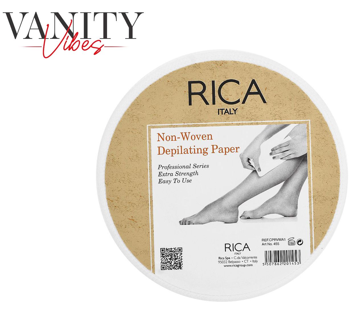 RICA Non-Woven Depilating Wax Round Paper Roll, 455 100 Meter