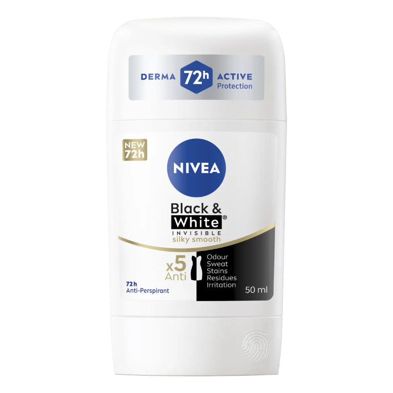 Nivea Black & White Invisible Silky Smooth Anti-Perspirant Stick 72H X5 Anti 50ml