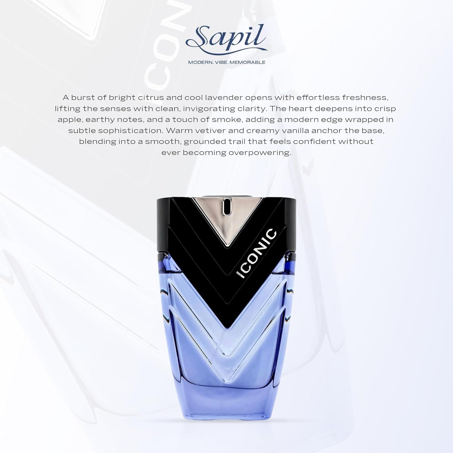Sapil Iconic Eau de Toilette for Men 100ml - Long Lasting Masculine Fragrance Perfume with Fresh Woody Aromatic Notes, All Da