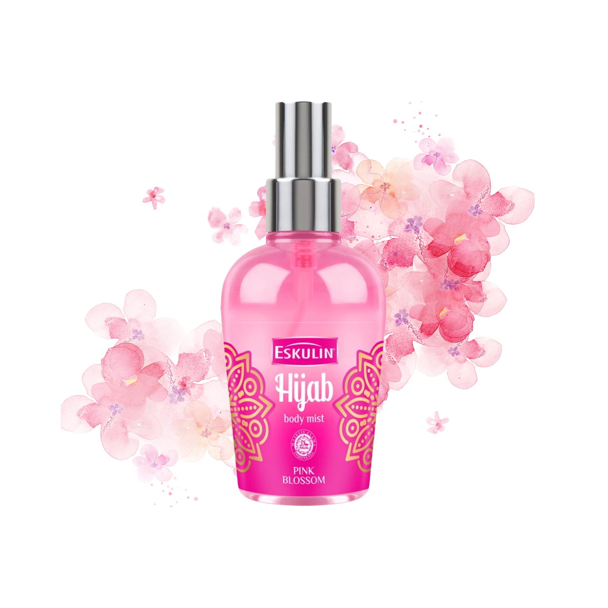 Eskulin Hijab Pink Blossom Spray Mist Cologne 125ml - Long Lasting Sweet Floral Fragrance Body Mist for Women Daily Use Deodo