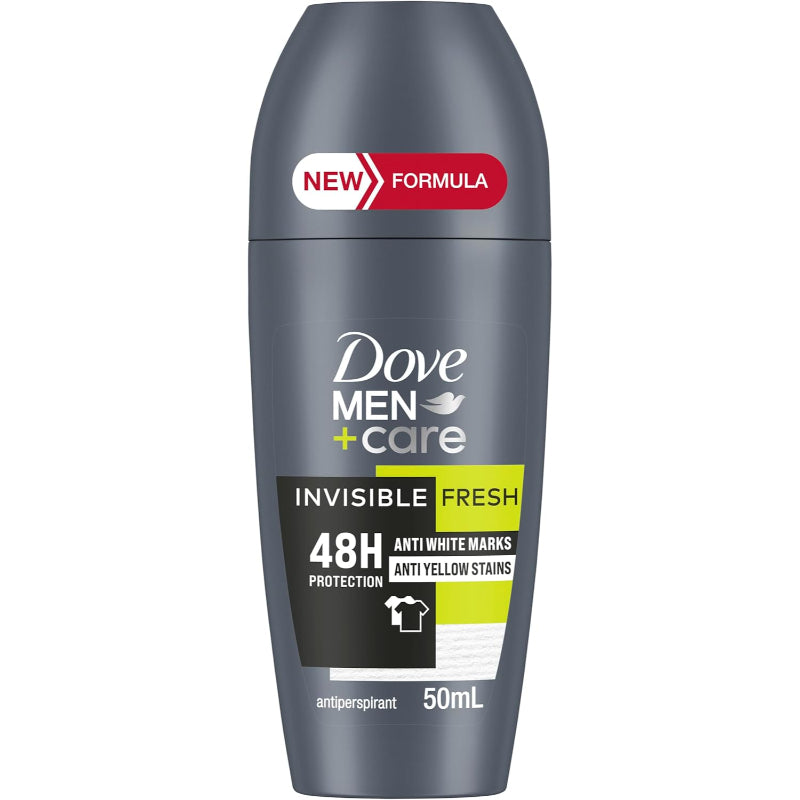 Dove Men+Care  Invisible Fresh Anti white marks & Anti yellow stains 48H protection Antiperspirant Deodorant roll on 50ml