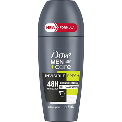 Dove Men+Care  Invisible Fresh Anti white marks & Anti yellow stains 48H protection Antiperspirant Deodorant roll on 50ml