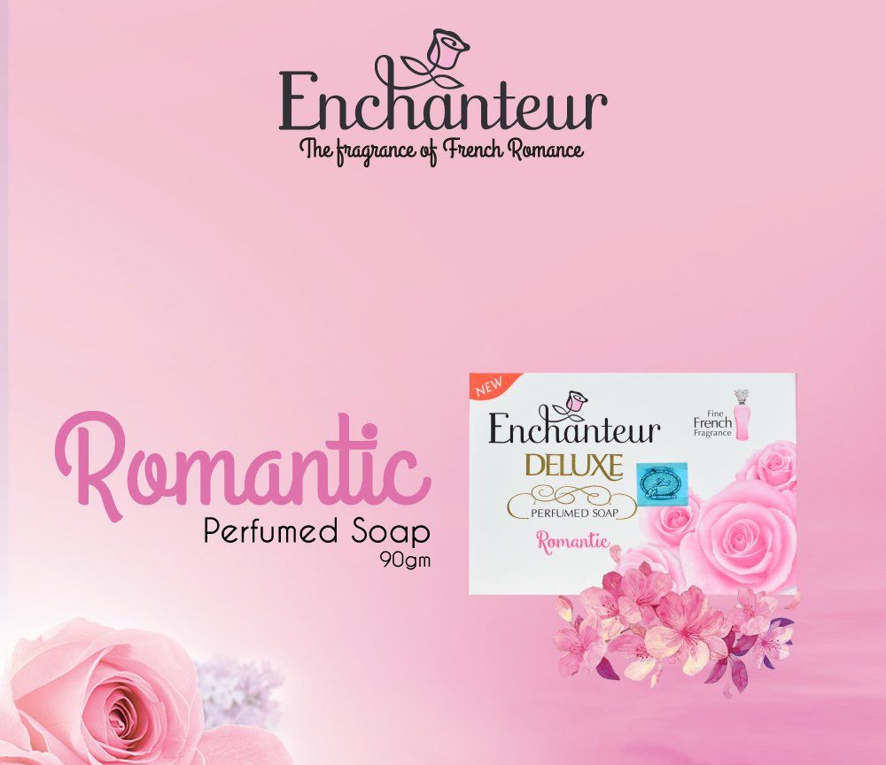Enchanteur Romantic Deluxe Perfumed Soap 90g - Long Lasting Floral Fragrance Beauty Soap for Soft, Smooth & Fresh Radiant Ski