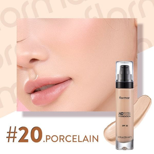 Flormar Invisible Cover HD Foundation SPF 30 (Shade: 20 Porcelain) 30ml