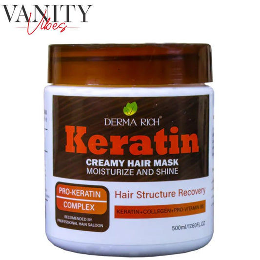 Derma Rich Keratin Creamy Hair Mask 500ml Deep Repair & Strengthening Hair Treatment