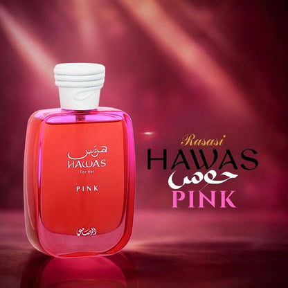 Hawas Pink for Her Eau de Parfum Spray 100ml by Rasasi Long-Lasting Feminine & Floral Fragrance