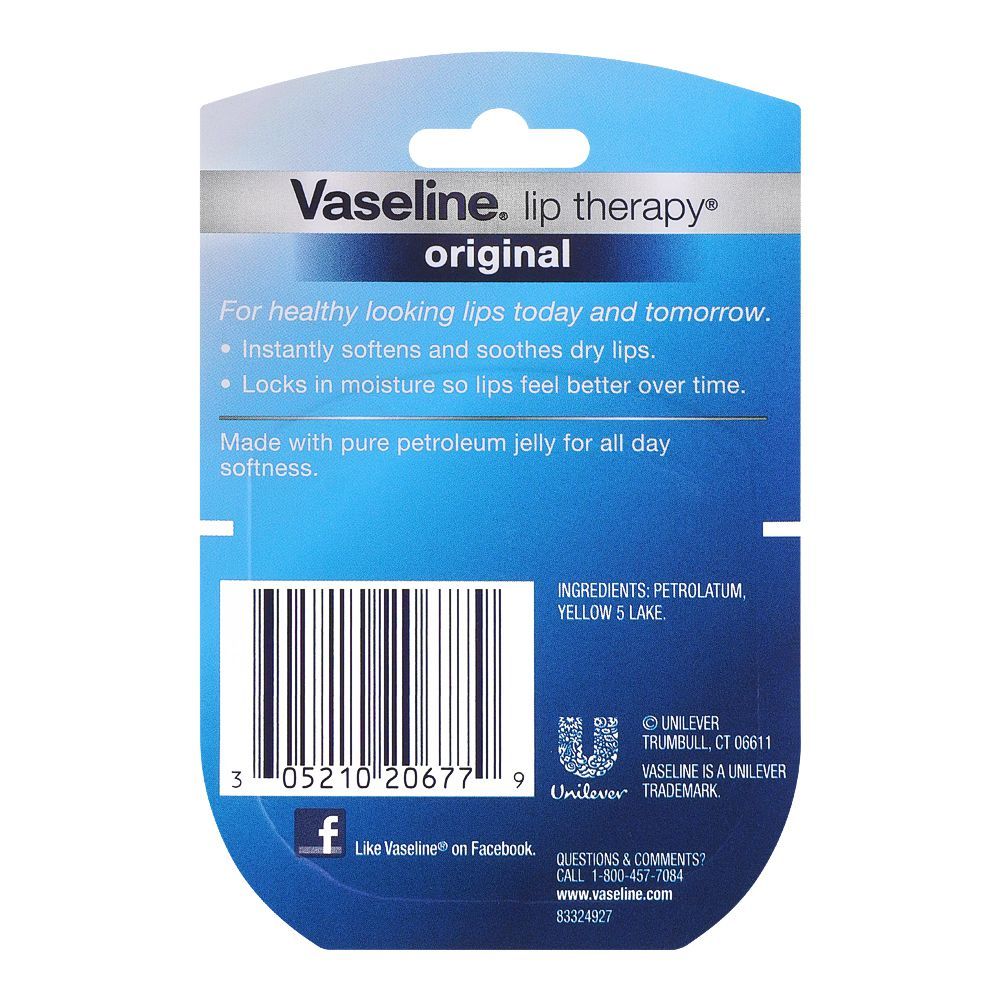 Vaseline Lip Therapy Original For Soft , Smooth Lips 7g