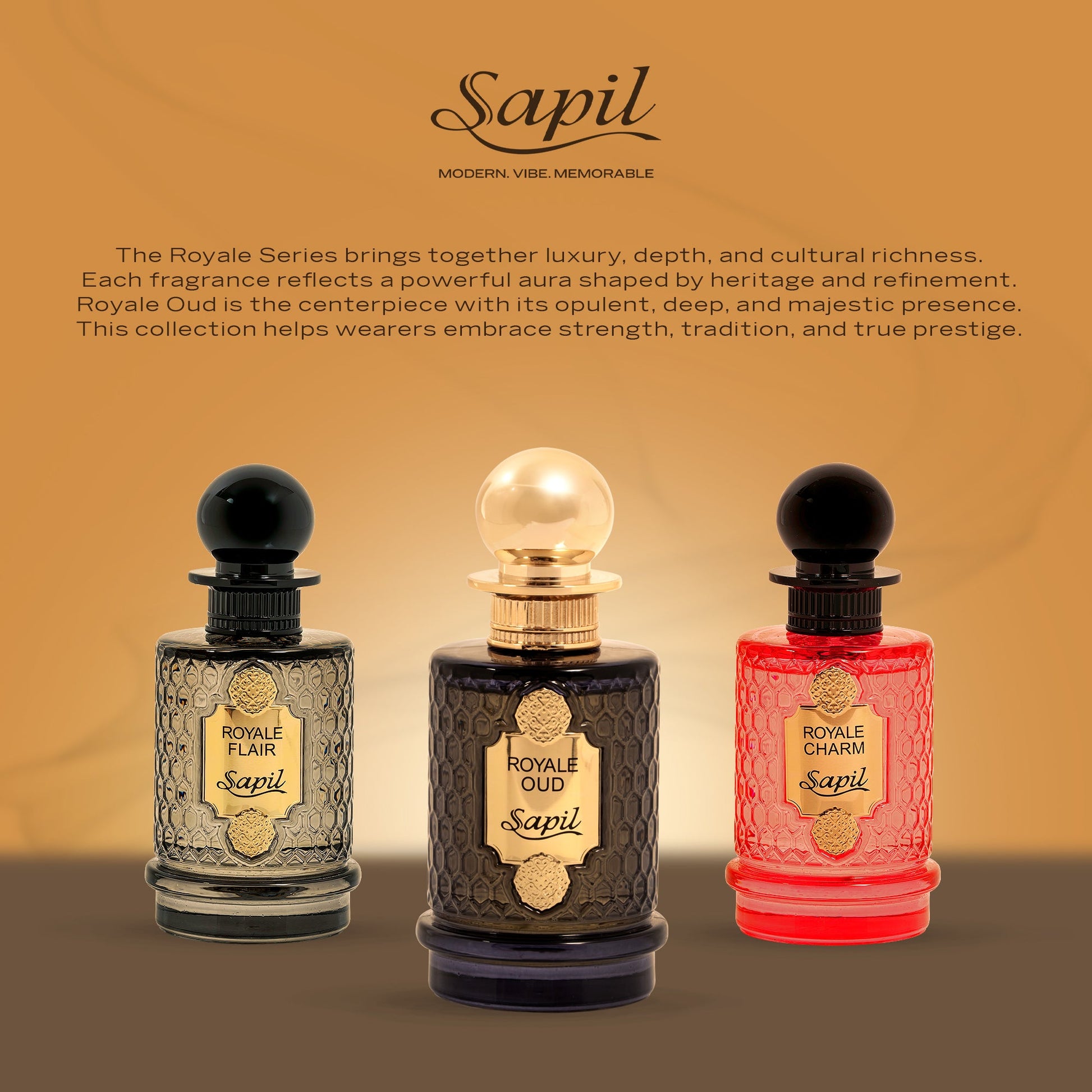 Sapil Royale Oud Eau de Parfum for Men & Women 100ml - Long Lasting Luxury Oud Woody Fragrance Perfume with Rich Oriental Not