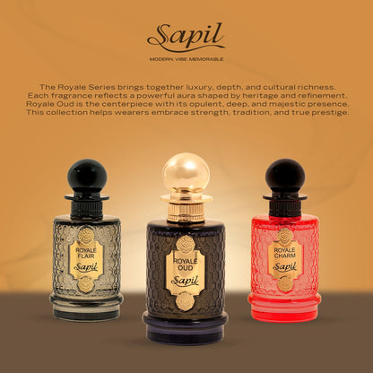Sapil Royale Oud Eau de Parfum for Men & Women 100ml - Long Lasting Luxury Oud Woody Fragrance Perfume with Rich Oriental Not