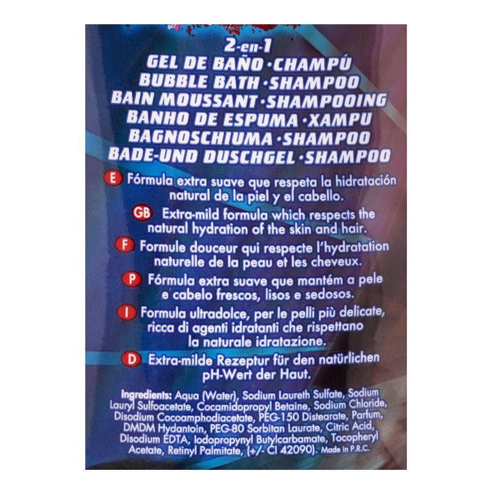 Lorenay Disney Spider-Man 2-in-1 Bubble Bath & Shampoo 475ml - Tear Free Kids Hair & Body Wash for Gentle Cleansing, Fun Bath
