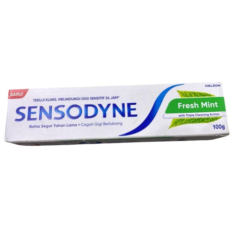 Sensodyne Fresh Mint Toothpaste 100g Triple Cleaning Action Long-Lasting Fresh Breath & Cavity Protection Halal