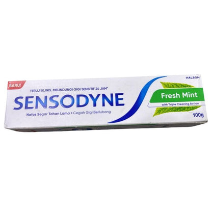 Sensodyne Fresh Mint Toothpaste 100g Triple Cleaning Action Long-Lasting Fresh Breath & Cavity Protection Halal