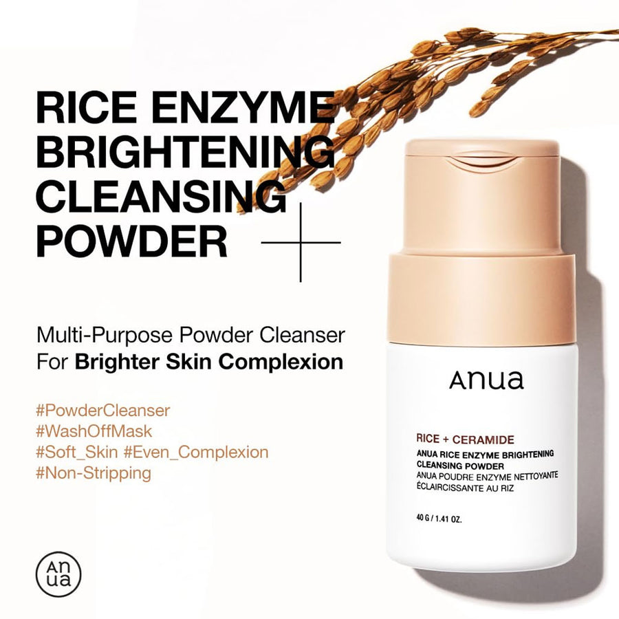 Anua Rice Ceramide Brightening Cleansing Powder 40 g Gentle Exfoliation & Skin Brightening (K Beauty)