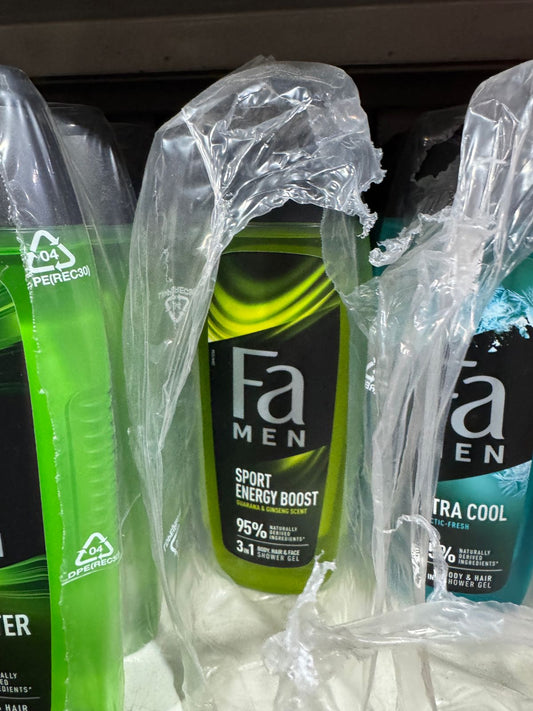 Fa Men Sport Energy Boost 3-in-1 Hair, Body & Face Shower Gel 400ml - 95% Naturally Derived Ingredients