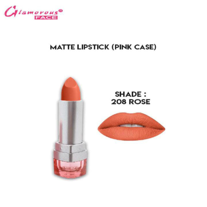 Glamorous Face Matte Lipstick Vitamin E & Aloe Vera Extracts (shade 208) (Rose)