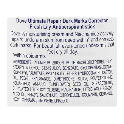 Dove Ultimate Repair Dark Marks Corrector Anti-Perspirant Deodorant Stick Fresh Lily 40g
