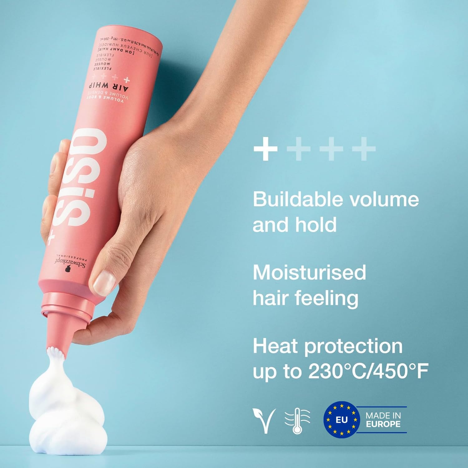 Schwarzkopf Osis+ Volume & Body Air Whip Flexible Mousse 200ml Lightweight Volumizing & Flexible Hold